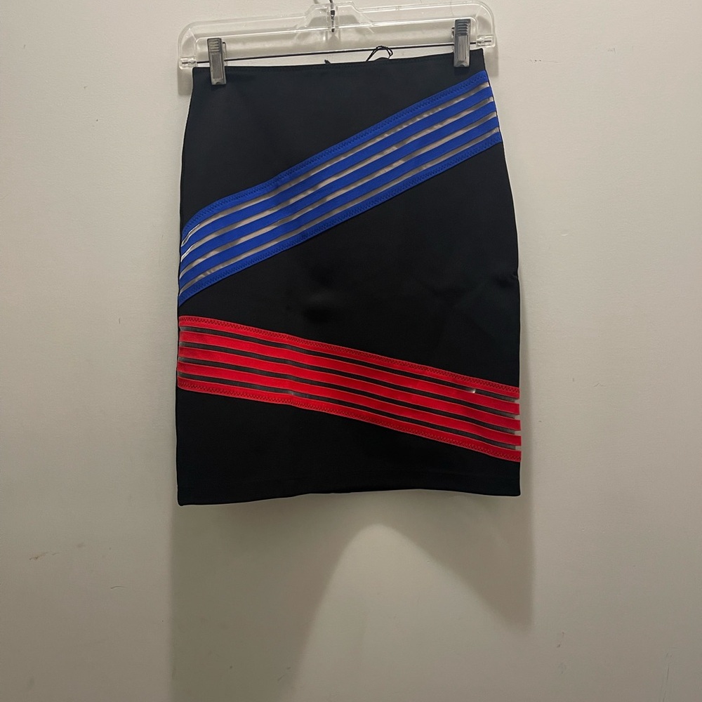 Christopher Kane Bodycon Pencil Skirt with Red and Blue Stripes